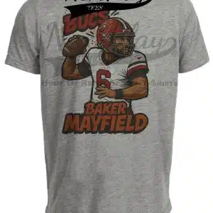 Tampa Bay Buccaneers Baker Mayfield Exclusive Caricature Football Artwork Heather Gray Sublimated T-Shirt