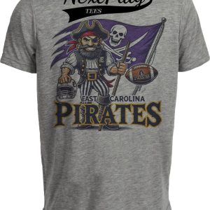 East Carolina Pirates Exclusive Retro Football Flag Artwork Heather Gray Sublimated T-Shirt