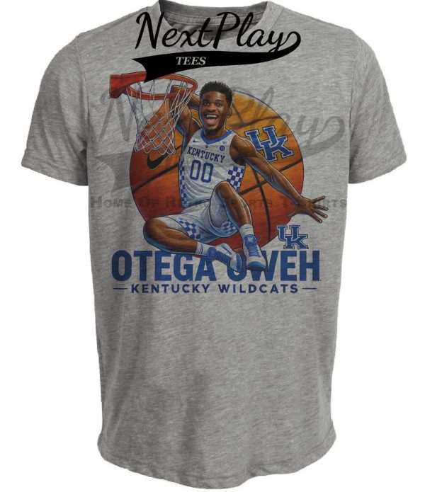 Kentucky Wildcats Otega Oweh Exclusive Retro March Madness Basketball Artwork Heather Gray Sublimated T-Shirt