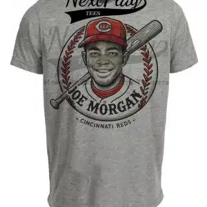 Cincinnati Reds Joe Morgan Threads Exclusive Retro Baseball Artwork Heather Gray Sublimated T-Shirt