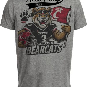 Cincinnati Bearcats Exclusive Retro Football Flag Artwork Heather Gray Sublimated T-Shirt