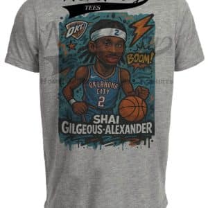 Oklahoma City Thunder Shai Gilgeous-Alexander Exclusive Caricature Basketball Artwork Heather Gray Sublimated T-Shirt