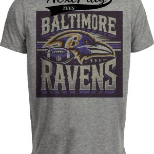 Baltimore Ravens Exclusive Retro Football Team Artwork Heather Gray Sublimated T-Shirt