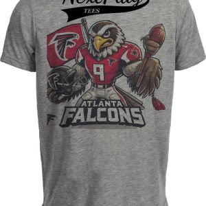 Atlanta Falcons Exclusive Retro Football Flag Artwork Heather Gray Sublimated T-Shirt