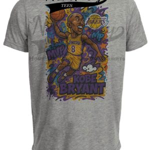 Los Angeles Lakers Kobe Bryant Exclusive Caricature Basketball Artwork Heather Gray Sublimated T-Shirt