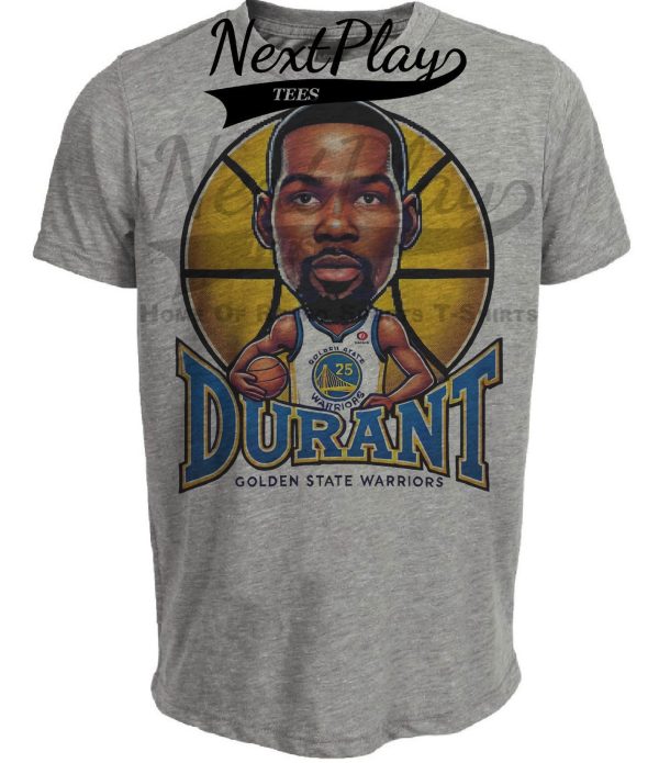 Golden State Warriors Kevin Durant Exclusive Retro Basketball Artwork Heather Gray Sublimated T-Shirt