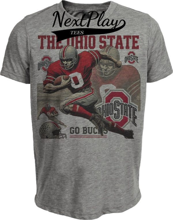 Ohio State Buckeyes Exclusive Retro Football 1960 Artwork Heather Gray Sublimated T-Shirt