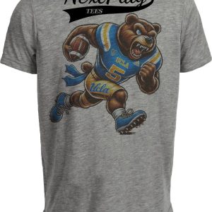 UCLA Bruins Exclusive Retro Football Mascot Mania Artwork Heather Gray Sublimated T-Shirt