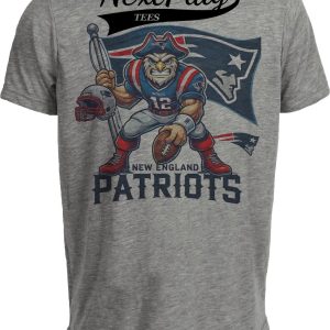 New England Patriots Exclusive Retro Football Flag Artwork Heather Gray Sublimated T-Shirt
