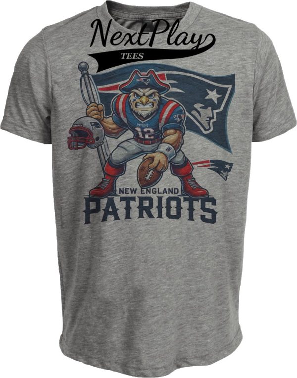 New England Patriots Exclusive Retro Football Flag Artwork Heather Gray Sublimated T-Shirt