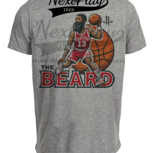 Houston Rockets James Hardin The Beard Exclusive Retro Basketball Artwork Heather Gray Sublimated T-Shirt