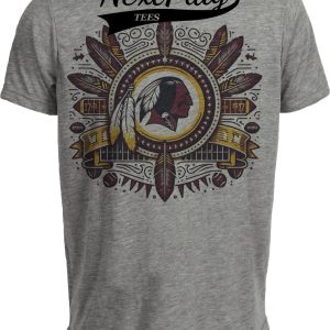 Washington Redskins Exclusive Retro Football 1980 Artwork Heather Gray Sublimated T-Shirt