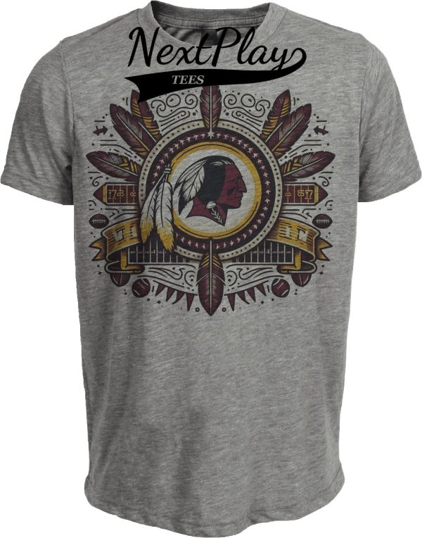 Washington Redskins Exclusive Retro Football 1980 Artwork Heather Gray Sublimated T-Shirt