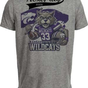 Kansas State Wildcats Exclusive Retro Football Flag Artwork Heather Gray Sublimated T-Shirt