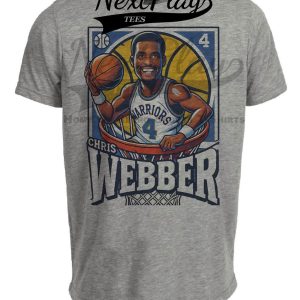 Golden State Warriors Chris Webber Exclusive Retro Basketball Artwork Heather Gray Sublimated T-Shirt