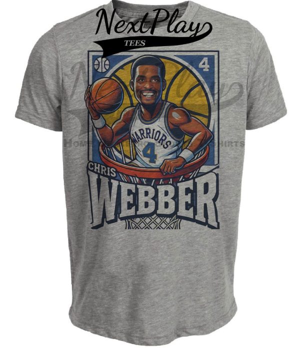 Golden State Warriors Chris Webber Exclusive Retro Basketball Artwork Heather Gray Sublimated T-Shirt