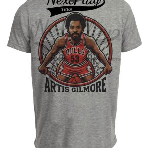 Chicago Bulls Artis Gilmore Exclusive Retro Basketball Artwork Heather Gray Sublimated T-Shirt