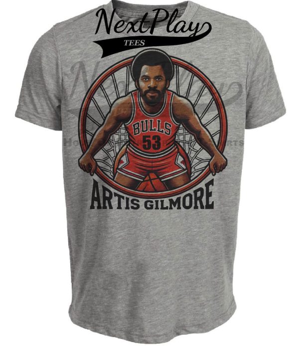 Chicago Bulls Artis Gilmore Exclusive Retro Basketball Artwork Heather Gray Sublimated T-Shirt