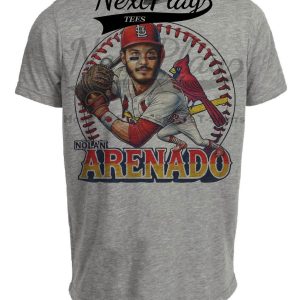 St. Louis Cardinals Nolan Arenado Exclusive Retro Baseball Artwork Heather Gray Sublimated T-Shirt