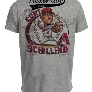 Arizona Diamondbacks Curt Schilling Exclusive Retro Baseball Artwork Heather Gray Sublimated T-Shirt