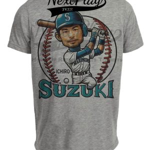 Seattle Mariners Ichiro Suzuki MVP Exclusive Retro Baseball Artwork Heather Gray Sublimated T-Shirt