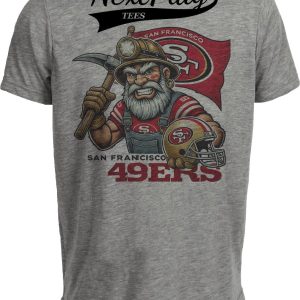 San Francisco 49ers Exclusive Retro Football Flag Artwork Heather Gray Sublimated T-Shirt