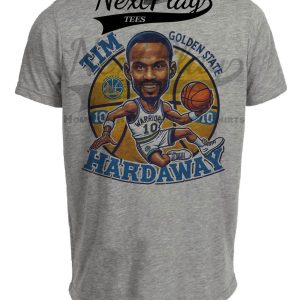 Golden State Warriors Tim Hardaway Exclusive Retro Basketball Artwork Heather Gray Sublimated T-Shirt