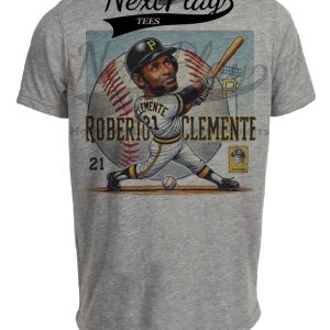 Pittsburgh Pirates Roberto Clemente Exclusive Retro Baseball 1965 Artwork Heather Gray Sublimated T-Shirt