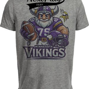 Minnesota Vikings Exclusive Retro Football Helmet Artwork Heather Gray Sublimated T-Shirt