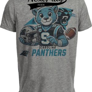 Carolina Panthers Exclusive Retro Football Helmet Artwork Heather Gray Sublimated T-Shirt