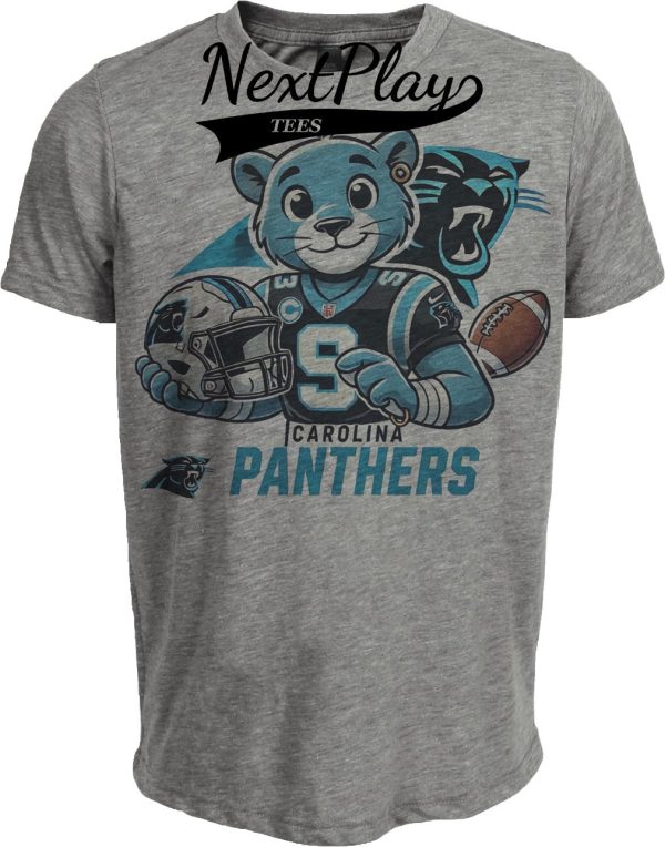 Carolina Panthers Exclusive Retro Football Helmet Artwork Heather Gray Sublimated T-Shirt