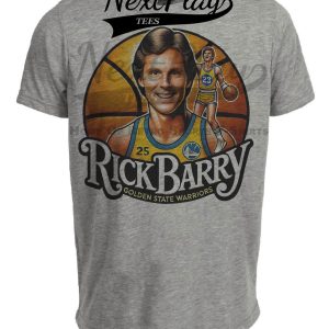 Golden State Warriors Rick Barry Exclusive Retro Basketball Artwork Heather Gray Sublimated T-Shirt