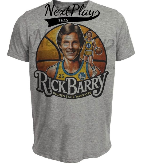 Golden State Warriors Rick Barry Exclusive Retro Basketball Artwork Heather Gray Sublimated T-Shirt