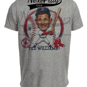 Boston Red Sox Ted Williams Exclusive Retro Baseball Artwork Heather Gray Sublimated T-Shirt