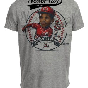 Cincinnati Reds Barry Larkin RC Exclusive Retro Baseball 1987 Artwork Heather Gray Sublimated T-Shirt