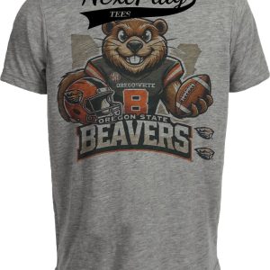 Oregon State Beavers Exclusive Retro Football Artwork Heather Gray Sublimated T-Shirt