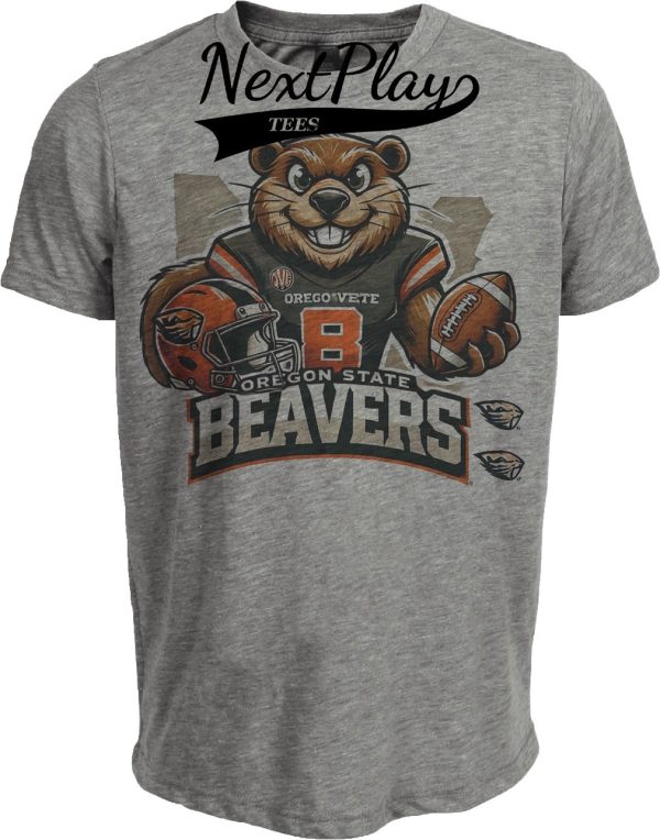 Oregon State Beavers Exclusive Retro Football Artwork Heather Gray Sublimated T-Shirt