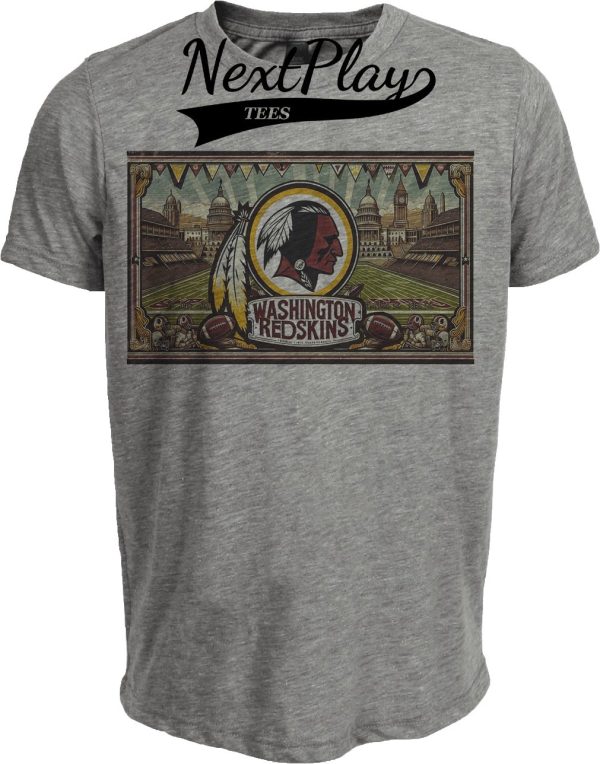 Washington Redskins Exclusive Retro Football 1983 Artwork Heather Gray Sublimated T-Shirt