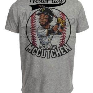 Pittsburgh Pirates Andrew McCutchen Exclusive Retro Baseball Artwork Heather Gray Sublimated T-Shirt