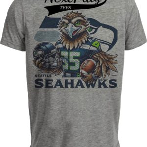 Seattle Seahawks Exclusive Retro Football Helmet Artwork Heather Gray Sublimated T-Shirt