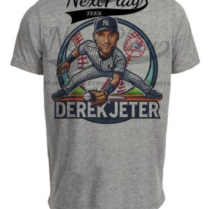 New York Yankees Derek Jeter Exclusive Retro Baseball 1995 Artwork Heather Gray Sublimated T-Shirt
