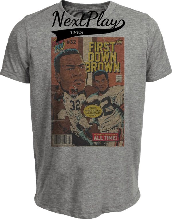Cleveland Browns Exclusive Jim Brown Retro Football 1960 Artwork Heather Gray Sublimated T-Shirt