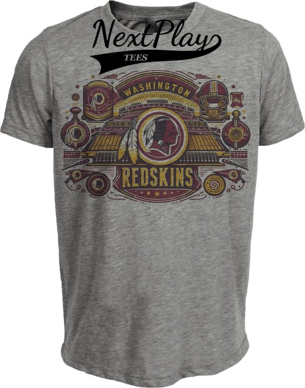 Washington Redskins Exclusive Retro Football 1982 Artwork Heather Gray Sublimated T-Shirt
