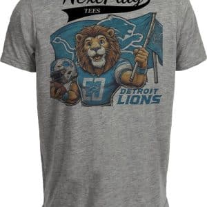Detroit Lions Exclusive Retro Football Flag Artwork Heather Gray Sublimated T-Shirt