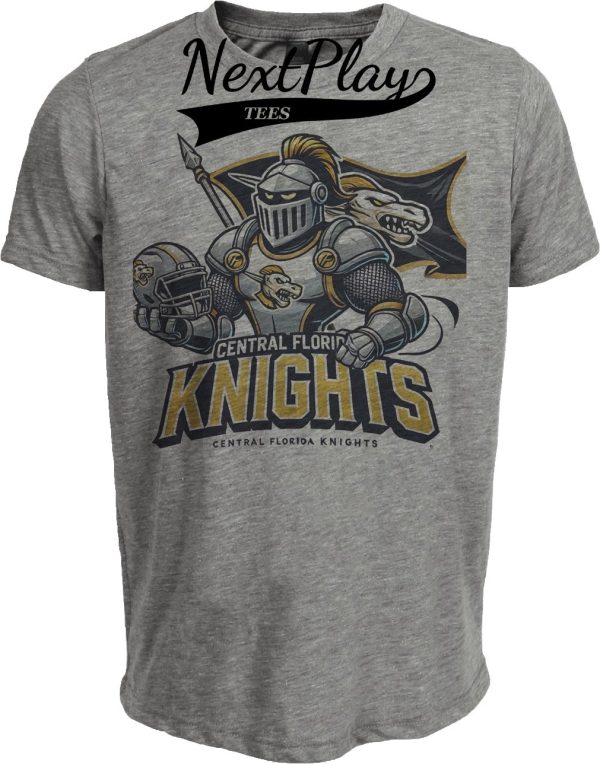 Central Florida Knights Exclusive Retro Football Flag Artwork Heather Gray Sublimated T-Shirt