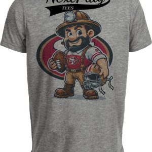 San Francisco 49ers Exclusive Retro Football Helmet Artwork Heather Gray Sublimated T-Shirt