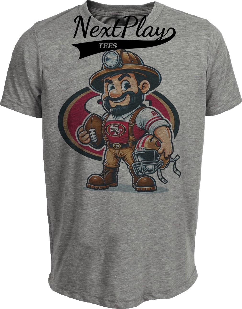 San Francisco 49ers Exclusive Retro Football Helmet Artwork Heather Gray Sublimated T-Shirt