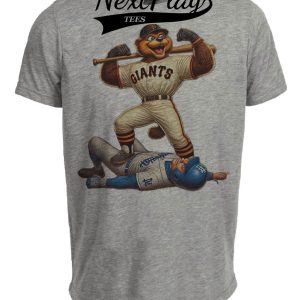 San Francisco Giants vs. Los Angeles Dodgers Exclusive Retro Rivals Baseball Artwork Heather Gray Sublimated T-Shirt