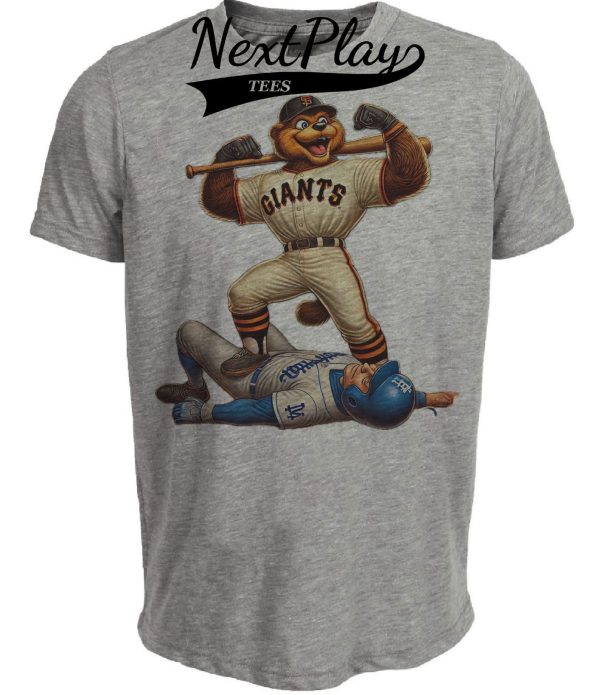 San Francisco Giants vs. Los Angeles Dodgers Exclusive Retro Rivals Baseball Artwork Heather Gray Sublimated T-Shirt