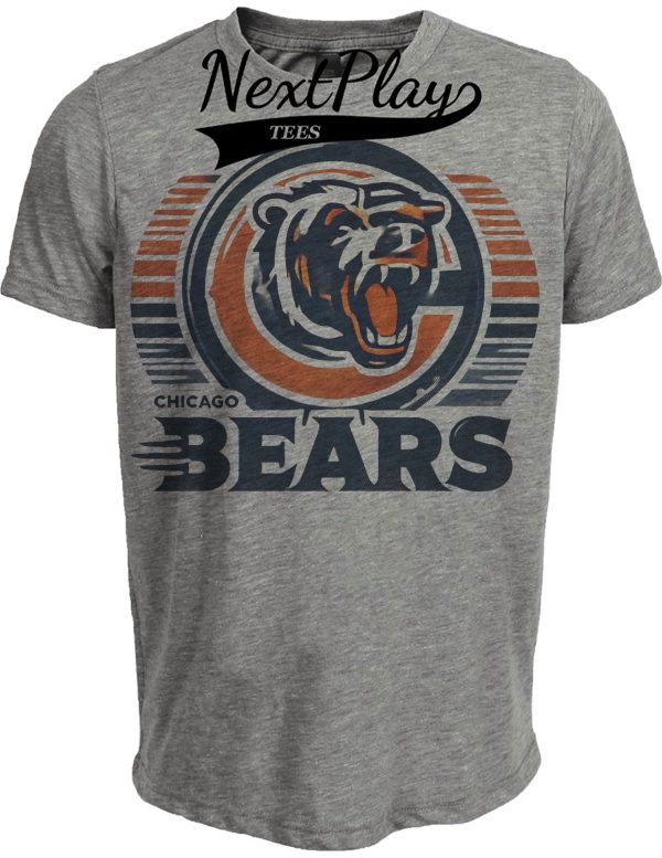 Chicago Bears Exclusive Retro Football Team Logo Artwork Heather Gray Sublimated T-Shirt